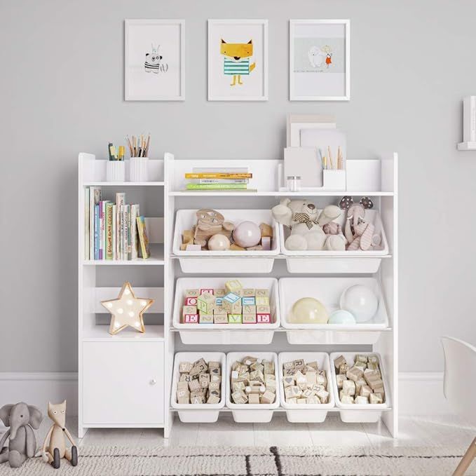 Sturdis Kids Toy Storage Organizer with Kids Toy Shelf and 8 White Toy Bins – Perfect Toy Stora... | Amazon (US)