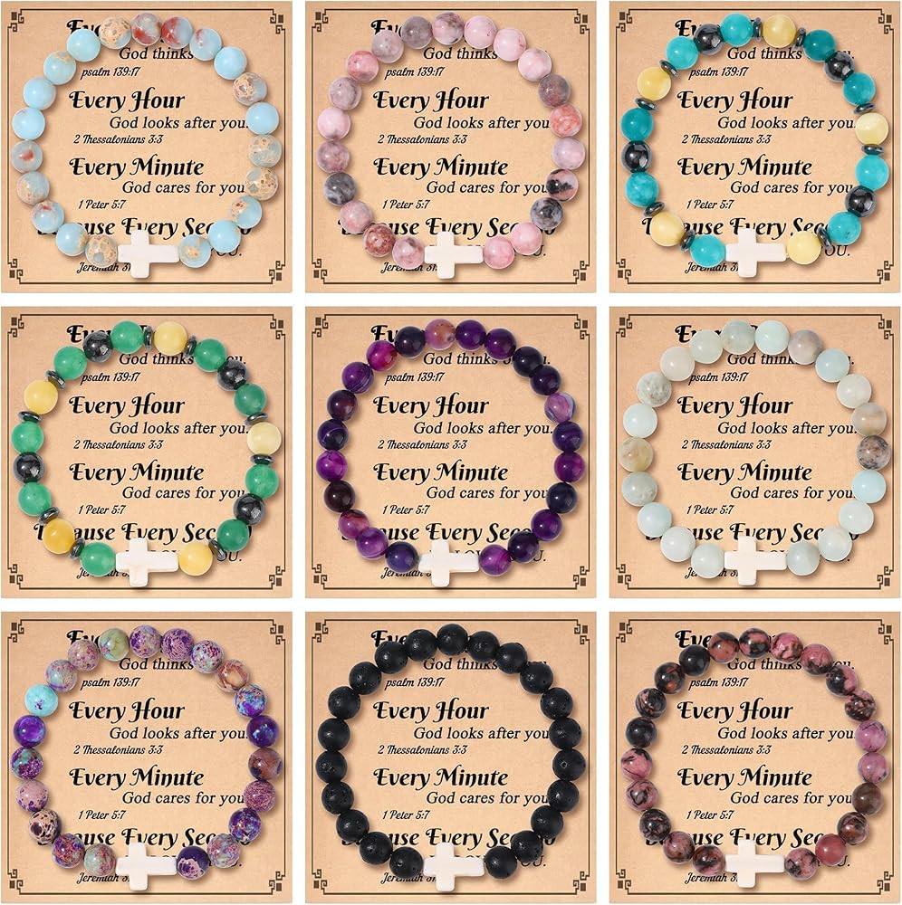 WAINIS 9Pcs Faith Cross Beaded Bracelets for Women Inspirational Christian Gifts Religious Cross ... | Amazon (US)