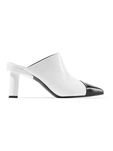 Tibi - Liam Two-tone Crinkled Patent-leather Mules - White | NET-A-PORTER (US)