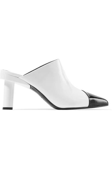 Tibi - Liam Two-tone Crinkled Patent-leather Mules - White | NET-A-PORTER (US)