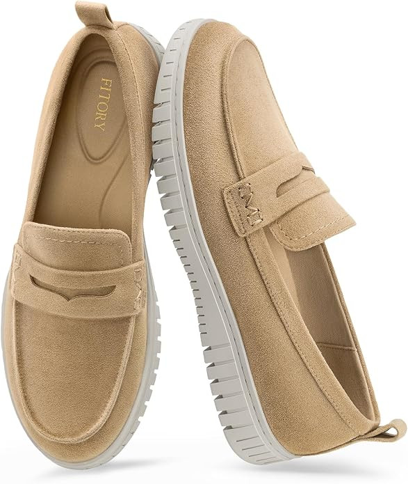 FITORY Loafers for Women Dress Shoes Slip On Platform Flats Work Walking | Penny Loafers Comforta... | Amazon (US)