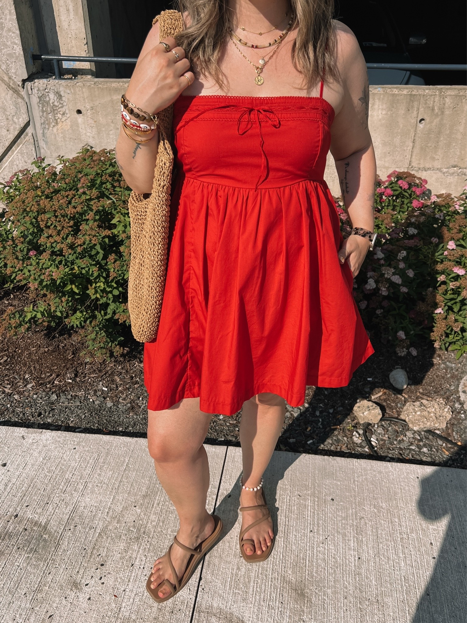 Perfect little red dress for a summer date night outfit! Has pockets and built in shorts underneath! Wearing my usual size L. I’m a 9.5-10 shoe and wear a 10 in the crocs sandals (Canadian crocs link under “similar products”)

#LTKsummer #LTKmidsize #LTKdresses