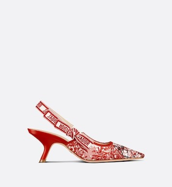 J'Adior Dioramour Slingback Pump White and Red D-Royaume d'Amour Embroidered Cotton | DIOR | Dior Beauty (US)