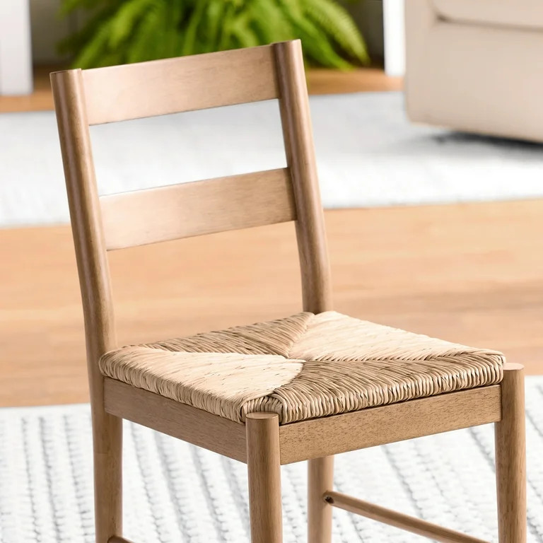 My Texas House Laurel Dining Chairs with Woven Seagrass Seat, Warm Brown, 2 Pack | Walmart (US)