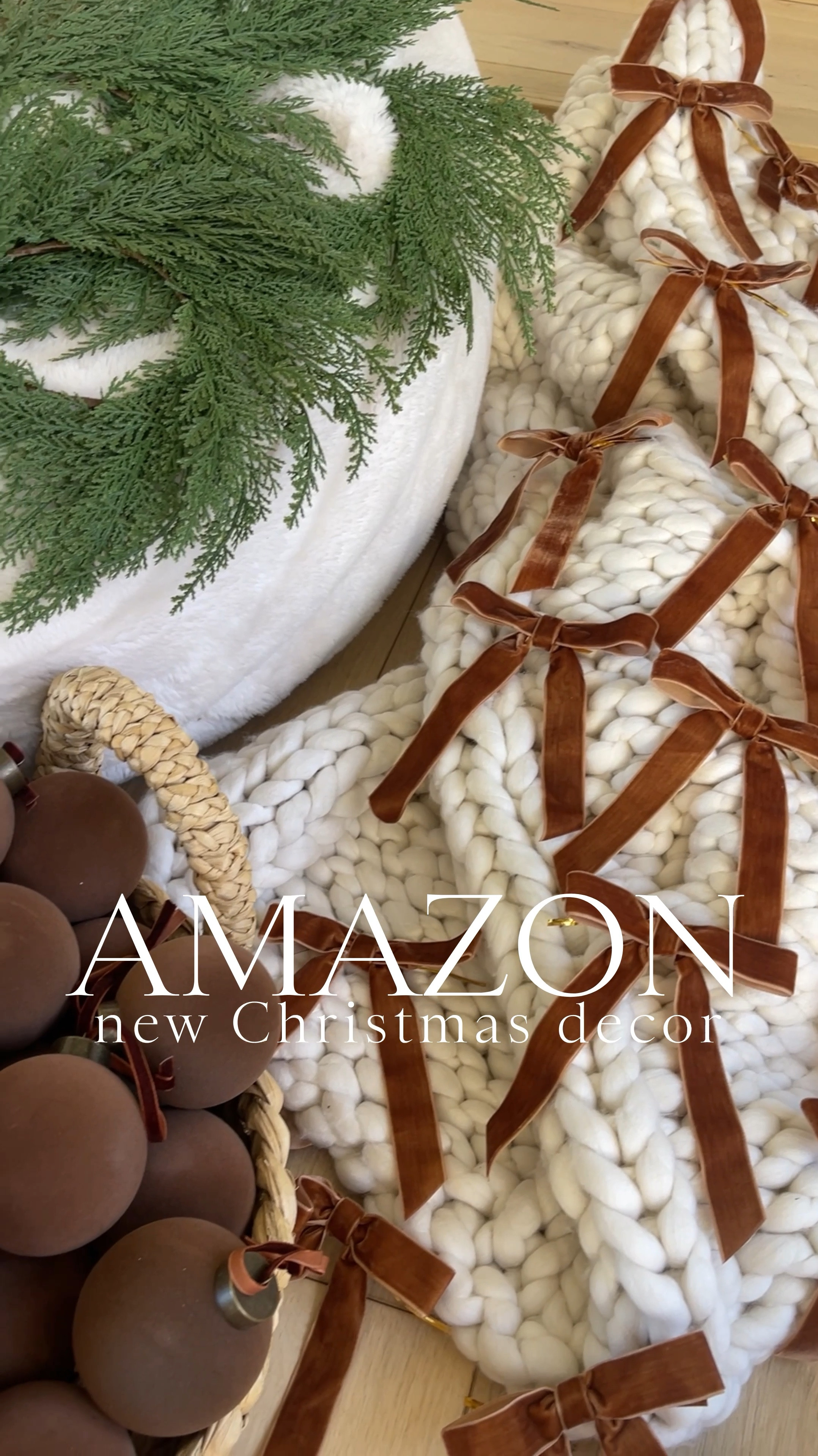 HOLIDAY \ new Amazon Christmas decor finds I’m looooooving🤶🏻🌲🤎✨
+ velvet bows $22 for 30
+ brown flocked ornaments $42 for 15
+ 12” mini faux cedar wreaths $22
Stay tuned to see how I decorate my spaces with them this week!

#LTKHome #LTKHoliday #LTKVideo