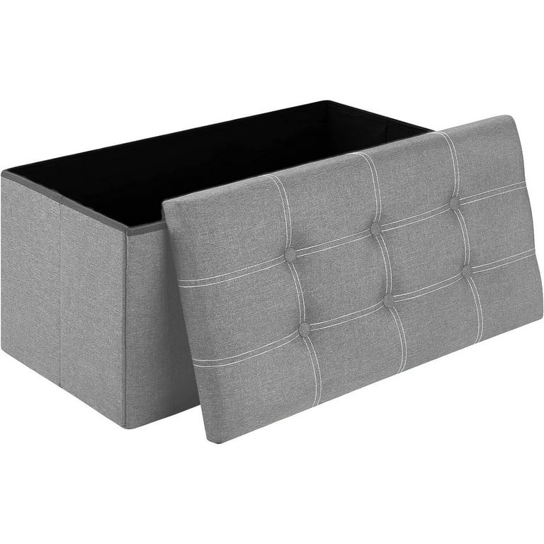 Kibhous 30" Storage Bench Folding Storage Ottoman Bench, Linen Coffee Table Folding Long Shoes Fo... | Walmart (US)