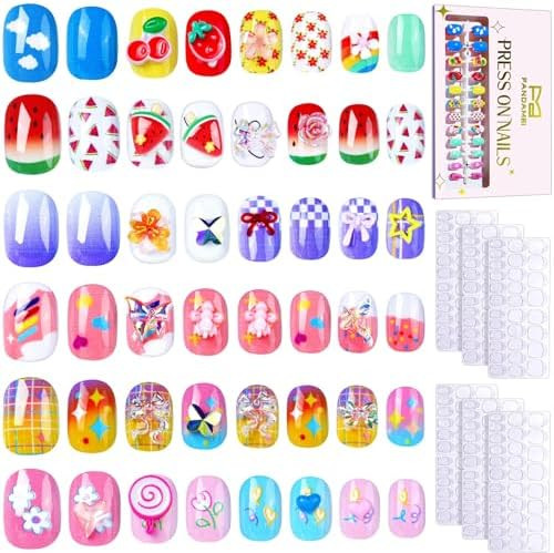 FANDAMEI Press on Nails for Girls, 6 Styles 144PCS Press on Nails for Kids, Little Girl Nails Pre... | Amazon (US)