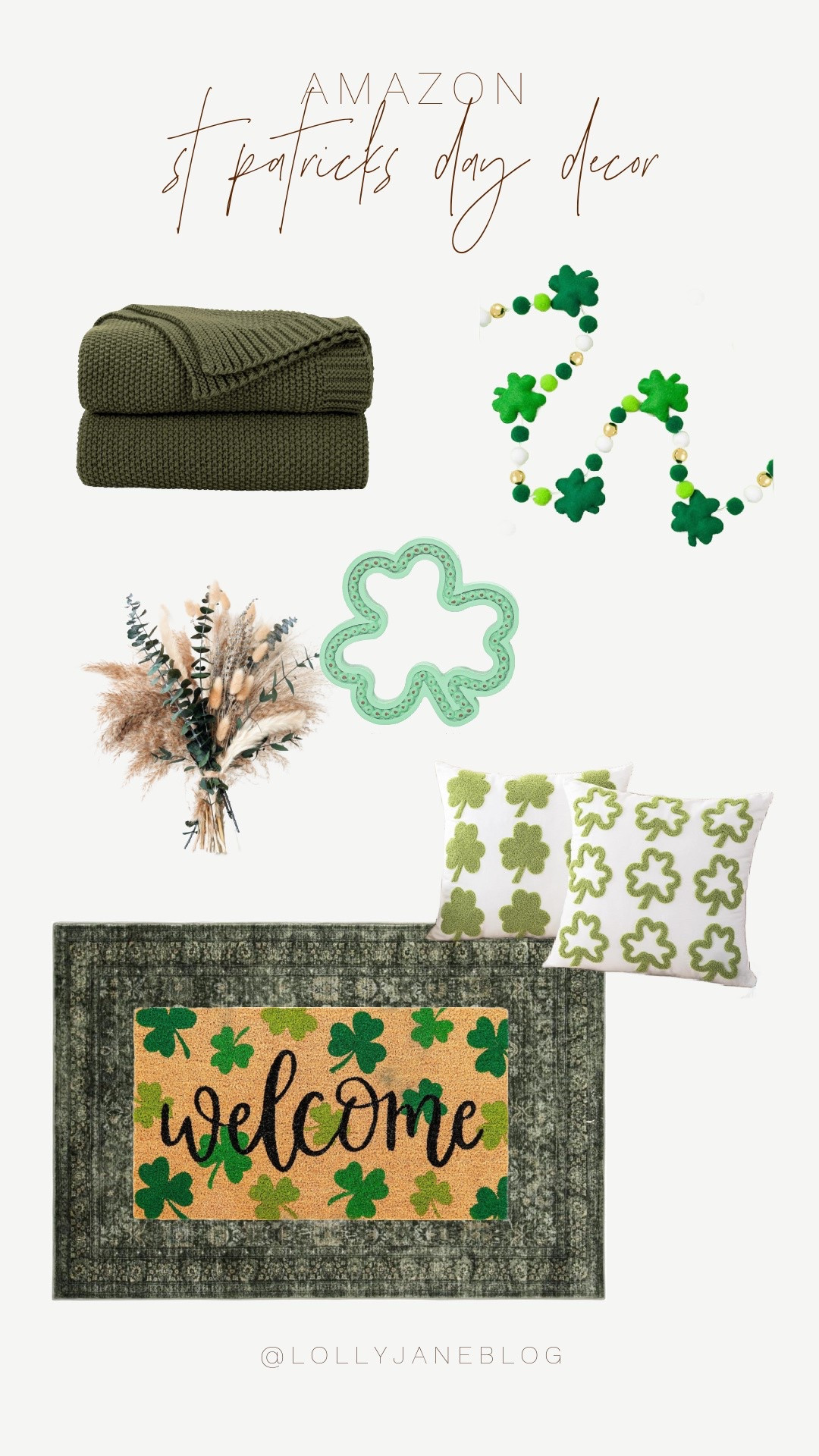 Amazon at Patrick’s day home decor finds! 🍀 

Check out these fun home decor finds for St Patrick’s day from Amazon! Green rugs, clover throw pillows, green clover garlands. And green everything! 💚👏🏼

#LTKHome #LTKSeasonal #LTKStyleTip