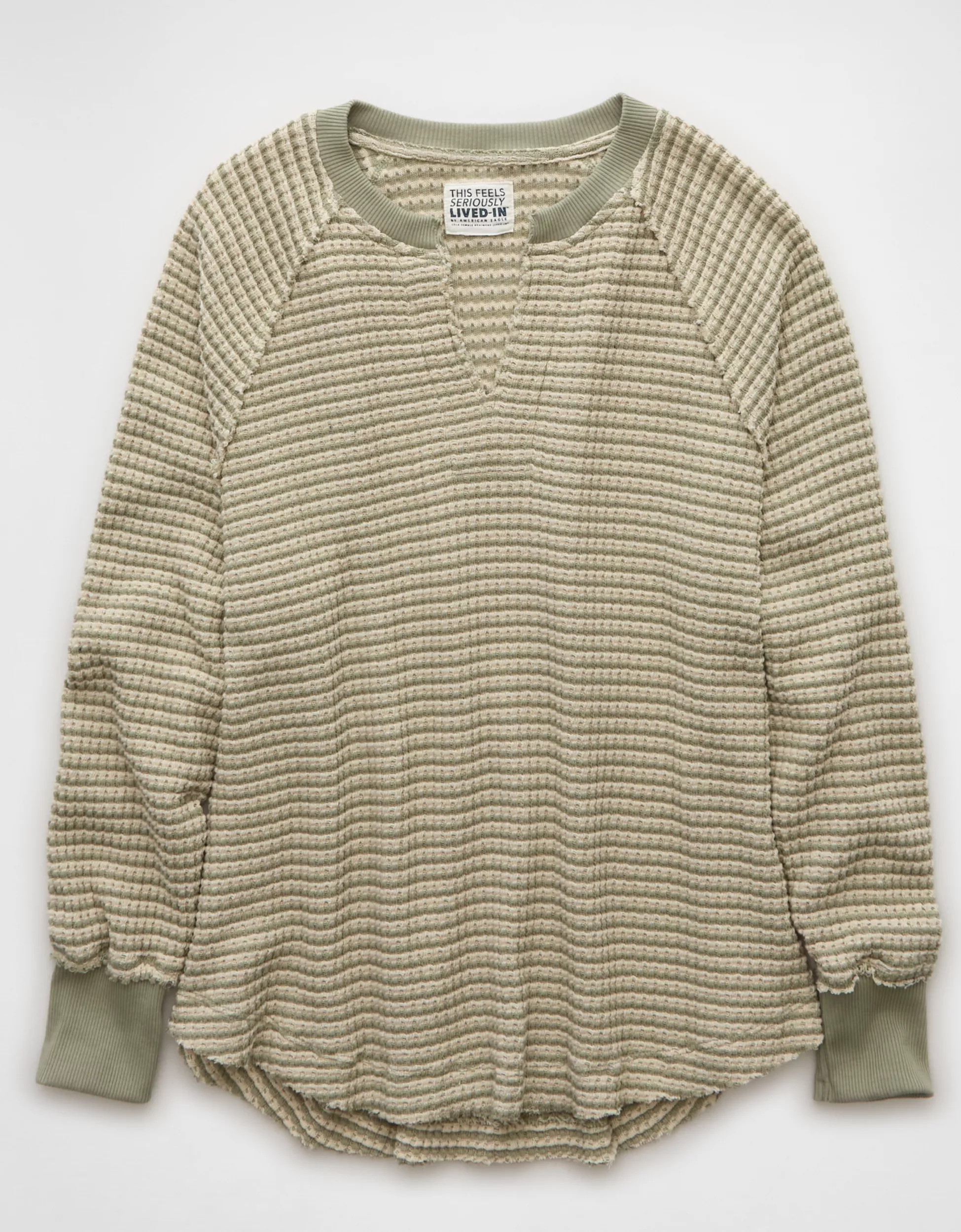AE Big Hug Notch Neck Waffle Sweatshirt | American Eagle Outfitters (US & CA)