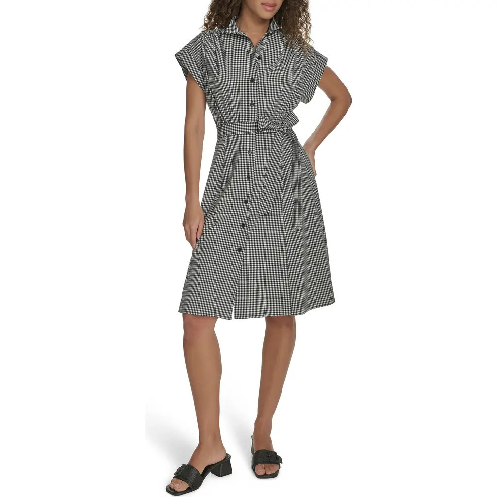 Calvin Klein Comm Check Shirtdress in Black/White at Nordstrom Rack, Size 2 | Nordstrom Rack