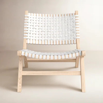 Denman Woven-Back Leather Side Chair | Wayfair North America