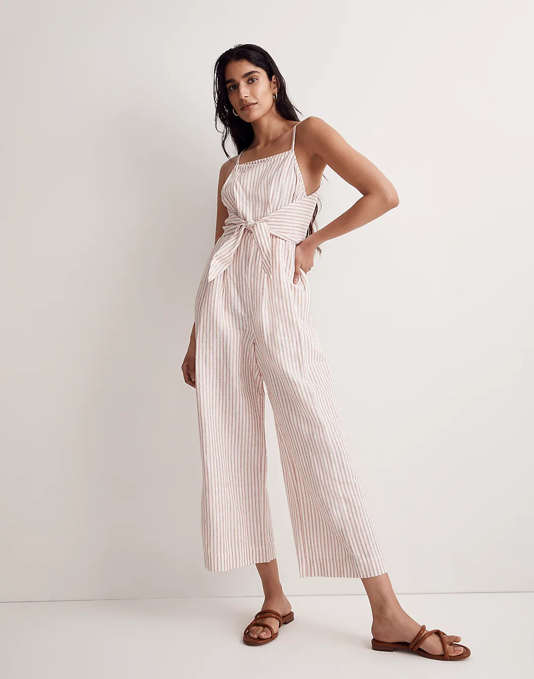 Tie-Waist Crop Wide-Leg Jumpsuit in Stripe | Madewell