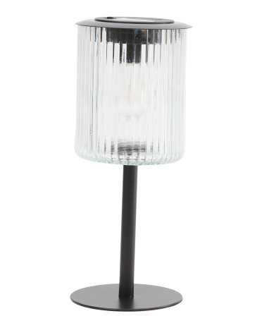 Outdoor Solar Metal And Glass Table Lamp | TJ Maxx