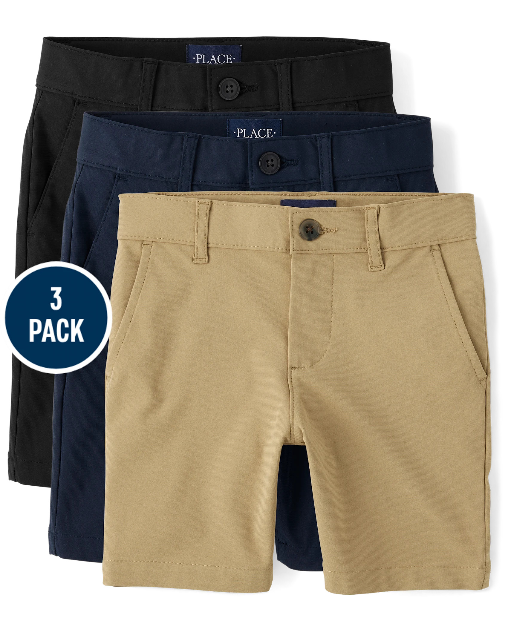 Boys Uniform Quick Dry Chino Shorts 3-Pack - multi clr | The Children's Place