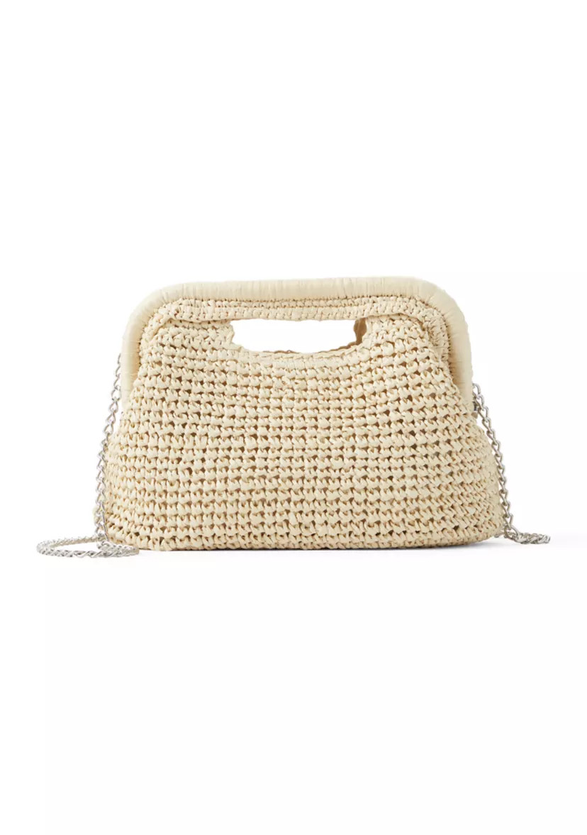 Straw Frame Clutch with Cutout Handle | Belk