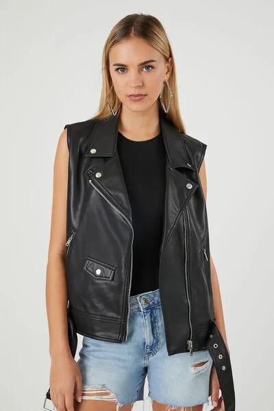 Faux Leather Moto Vest | Forever 21