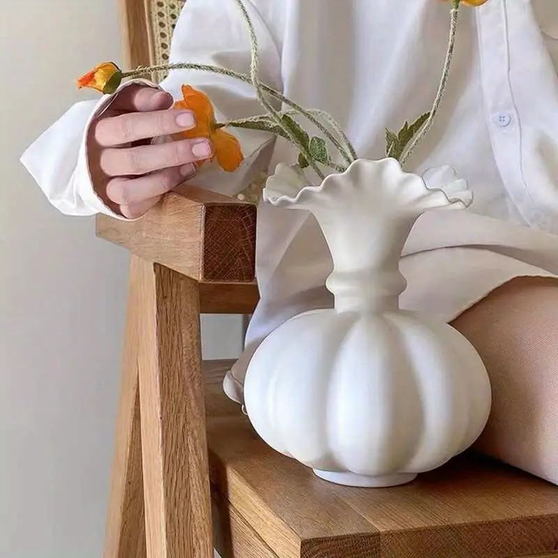 Nordic Lotus Edge Pumpkin Ceramic Vase Small Popular Home - Temu Australia | Temu Affiliate Program