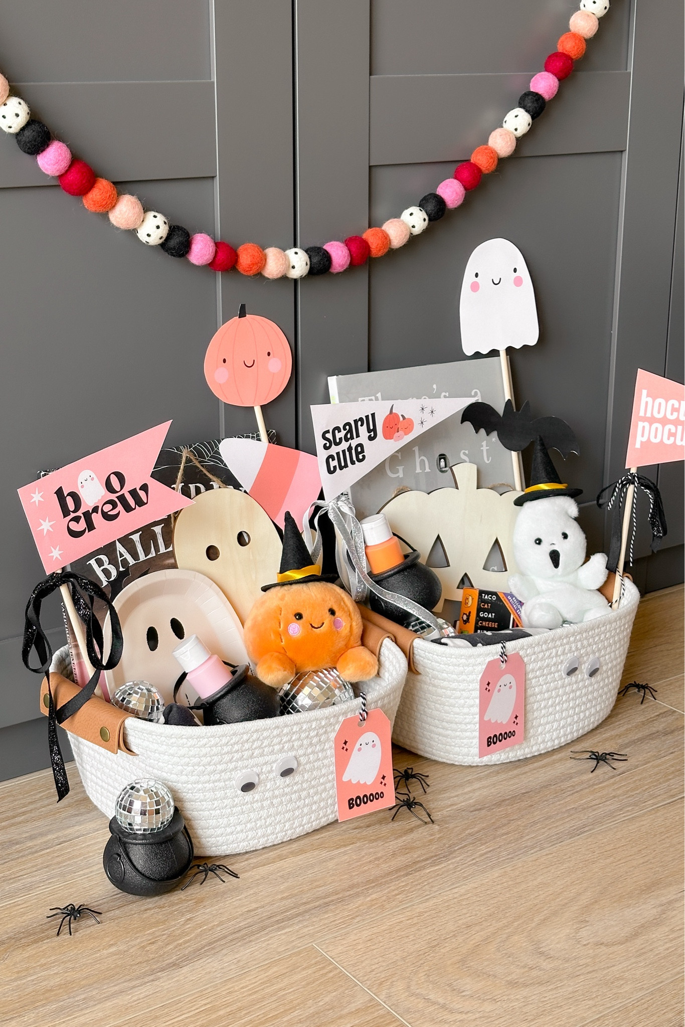 Halloween boo baskets for kids 2025 👻 

cute halloween gift basket, spooky basket, halloween bucket, pom garland

#LTKKids #LTKFamily #LTKSeasonal