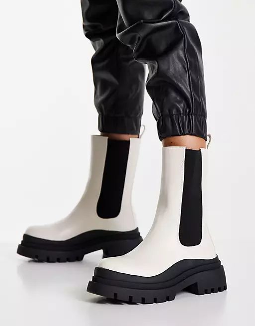 Missguided chunky boots with wave sole in cream | ASOS | ASOS (Global)