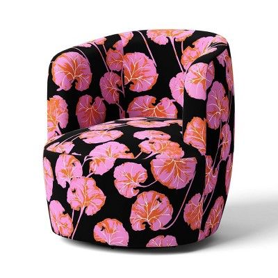 Geranium Leaf Pink/Black Swivel Accent Chair - DVF for Target | Target
