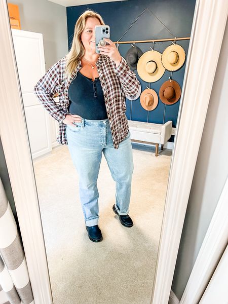 Bring fall into spring - use those lightweight plaid shirts to style over a Henley top with light was jeans . Style with boots or sandals! Bring in more spring by using a bright color under shirt. 

Size 18
Size 20 
Plus size outfit 
Plus size style 
Plus size fashion 
Light wash jeans 
Abercrombie jeans
Spring outfit 


#LTKplussize #LTKSeasonal #LTKSpringSale