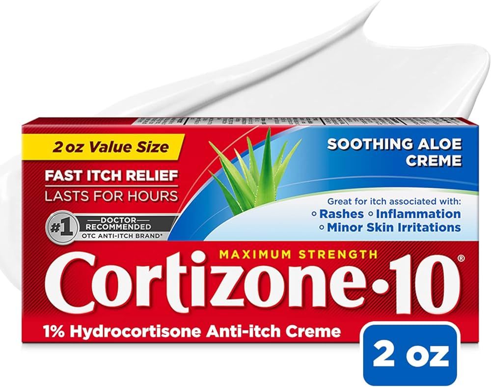 Cortizone 10 Maximum Strength Anti-Itch Cream with Soothing Aloe, 1% Hydrocortisone Creme, 2 oz. | Amazon (US)
