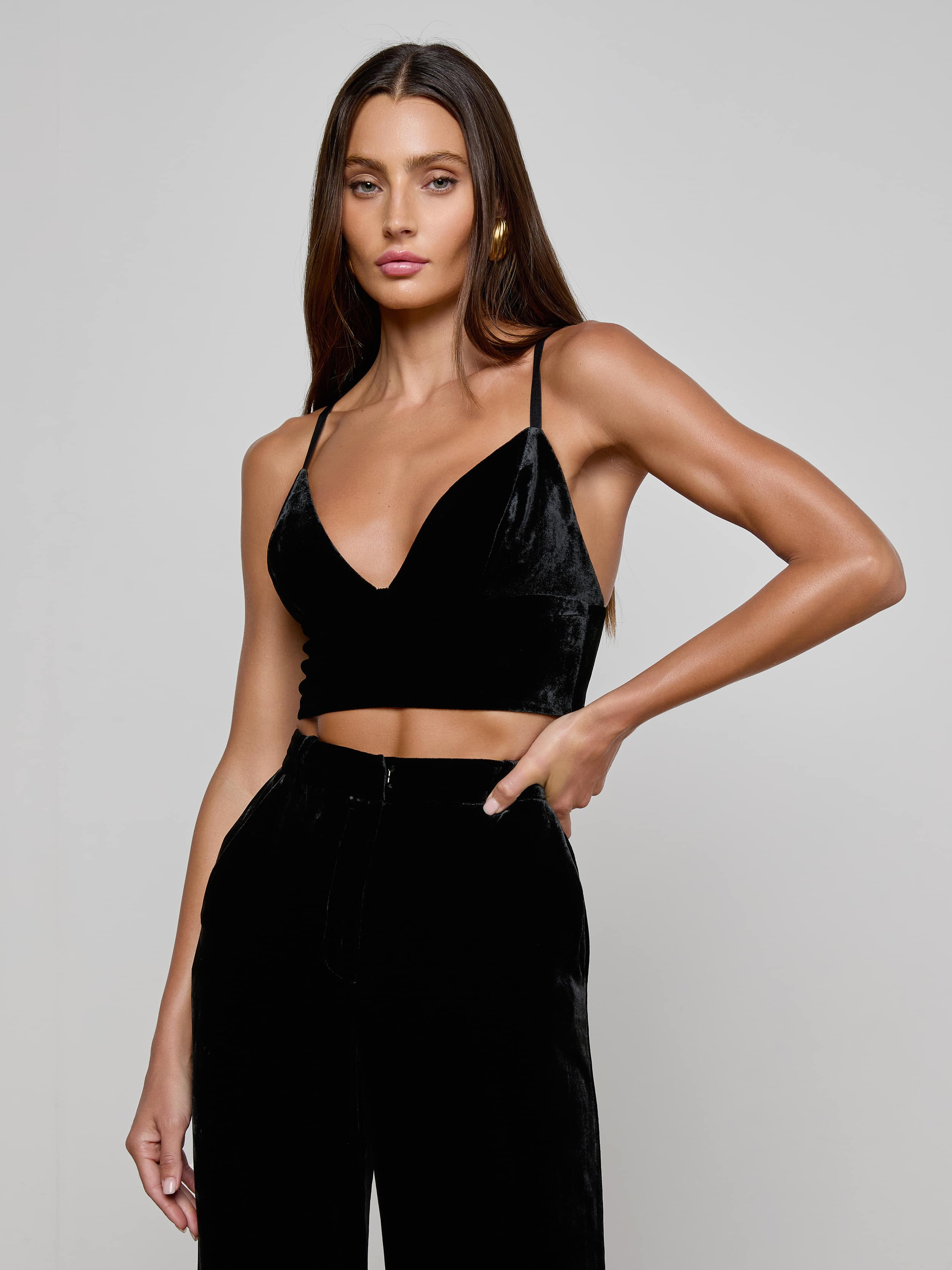 Aislin Velvet Bralette in Black | L'AGENCE | L'Agence