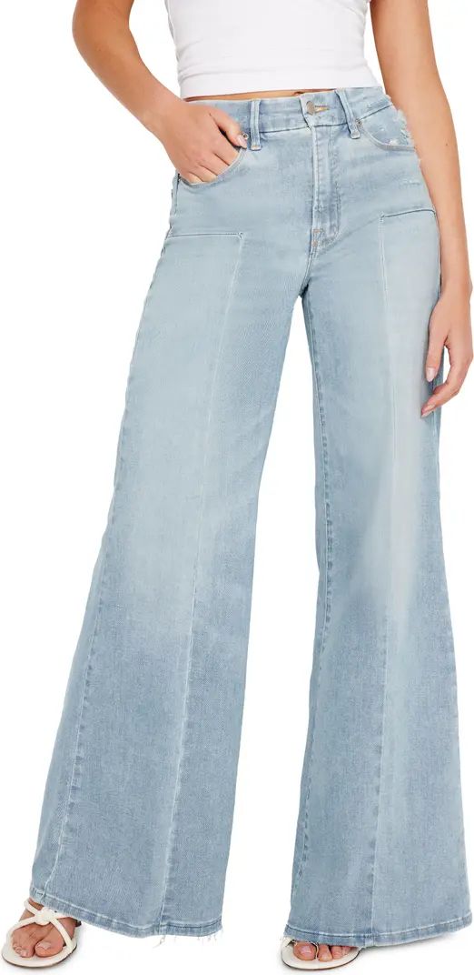 Good American Good Waist Distressed Palazzo Jeans | Nordstrom | Nordstrom