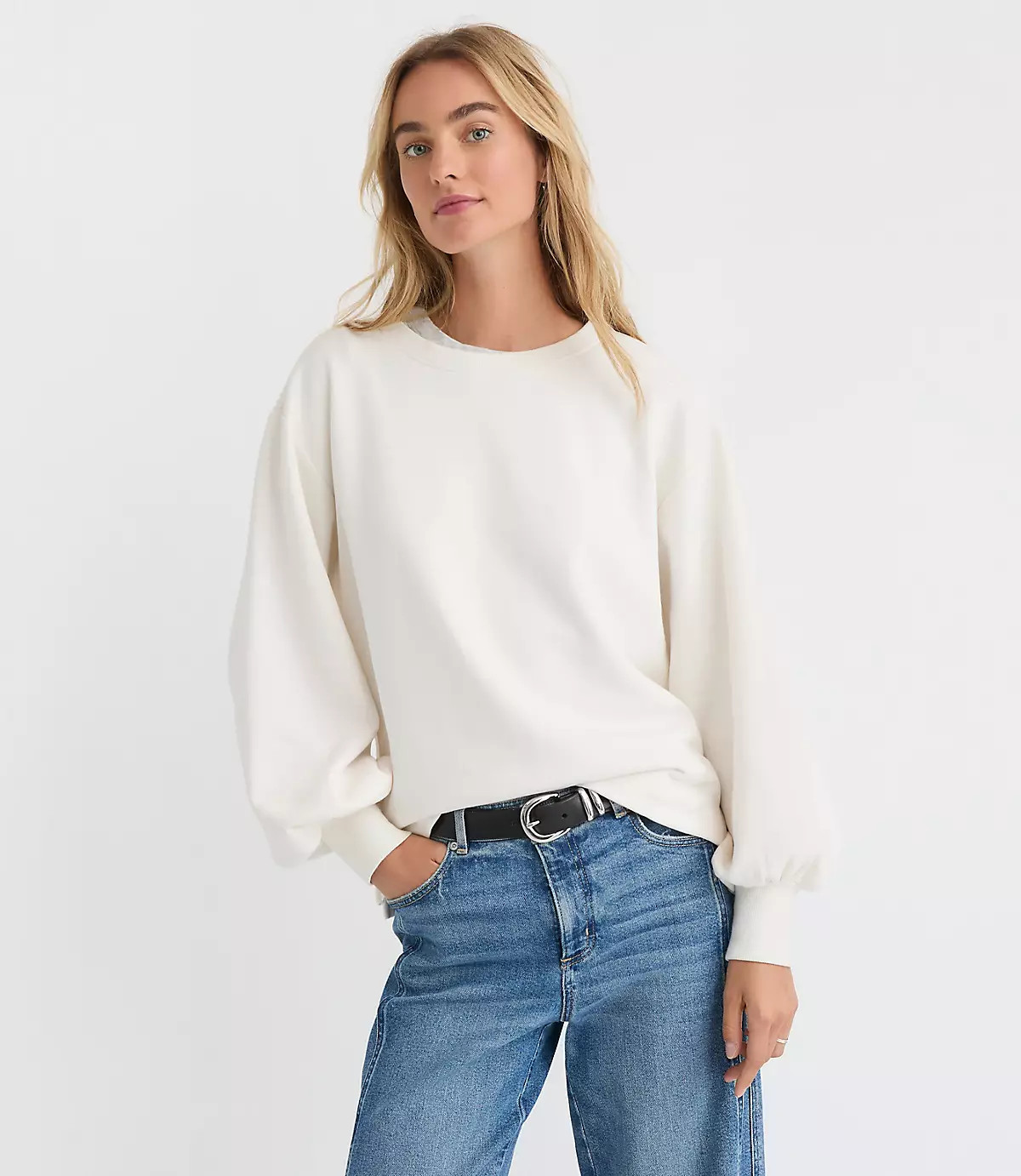 Blouson Sleeve Tunic Sweatshirt | LOFT