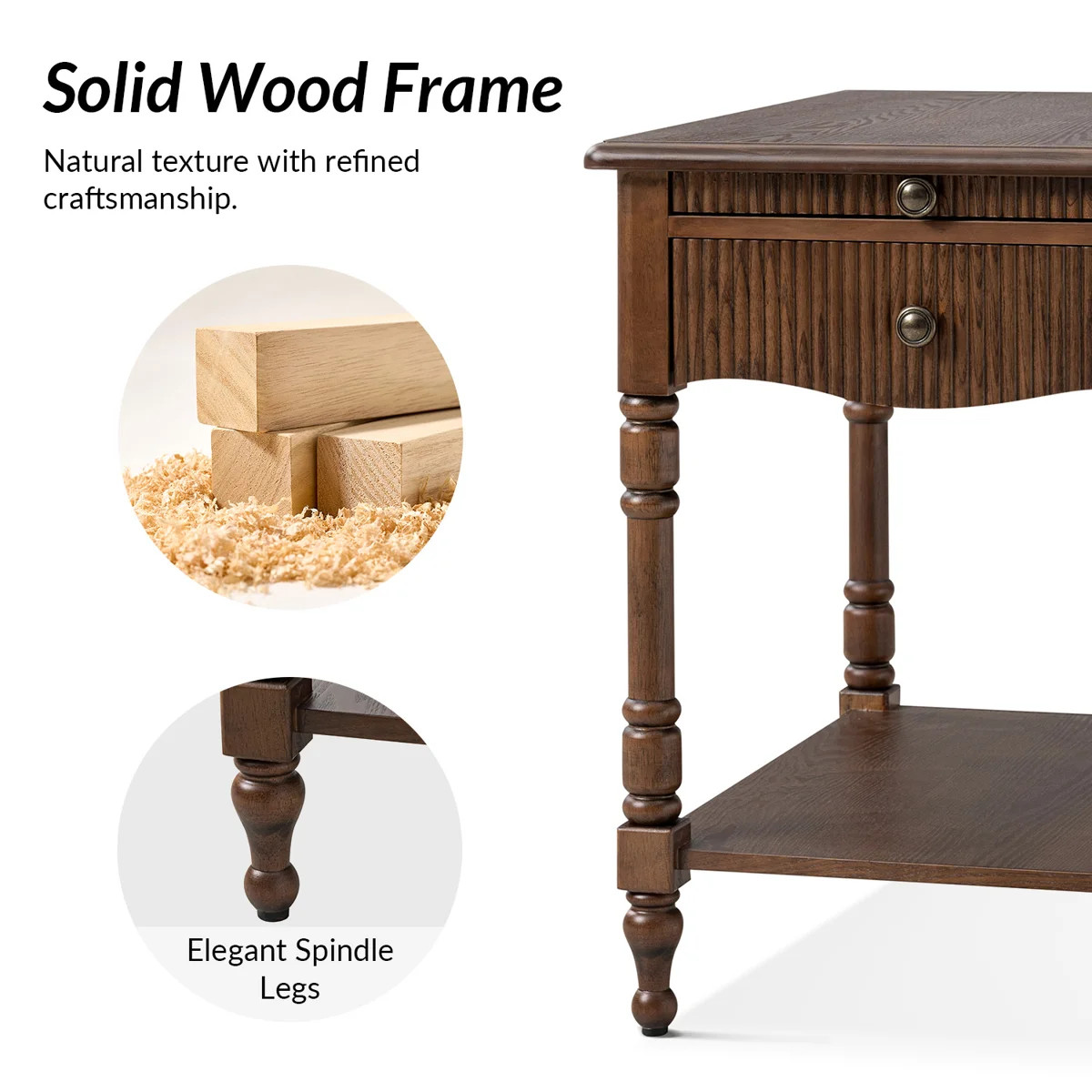 Falgout Transitional 20"W 26"Tall 1-Drawer End Table with Pull-out Tray and Solid Wood Legs | Wayfair North America
