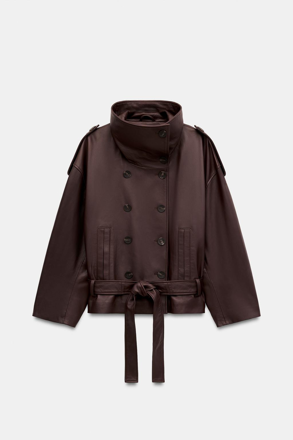 100% LEATHER BELTED JACKET | Zara US