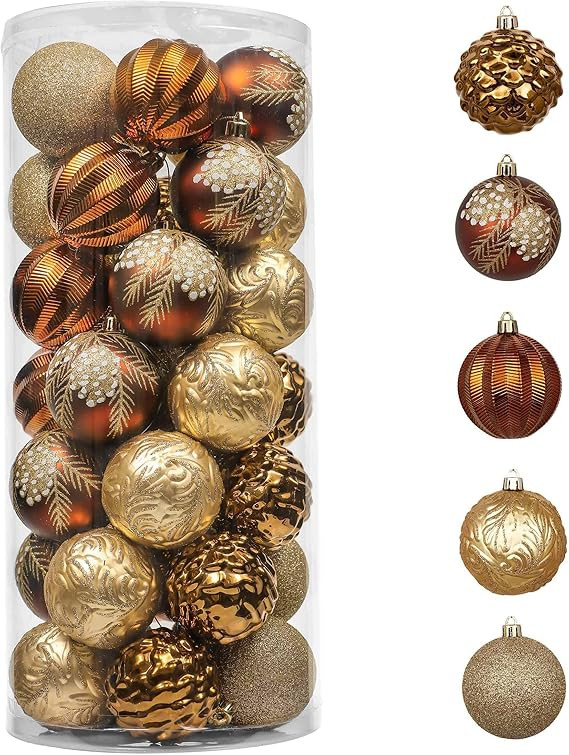 Valery Madelyn Christmas Fall Ornaments Set, 35ct Bronze Copper and Gold Shatterproof Fall Christ... | Amazon (US)