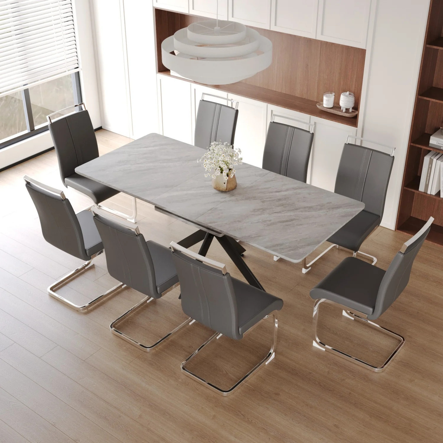 Streamdale Extendable Dining Table Set for 6-8 with Chairs | Shop Simon