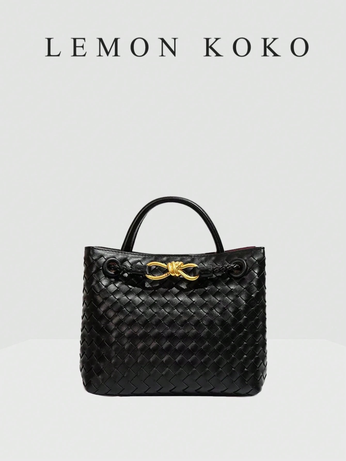 LEMON KOKO Ladies Fashion Weaving Pattern Handheld Bucket Bag, Brand Bag Elegant Ladies Handbag, ... | SHEIN