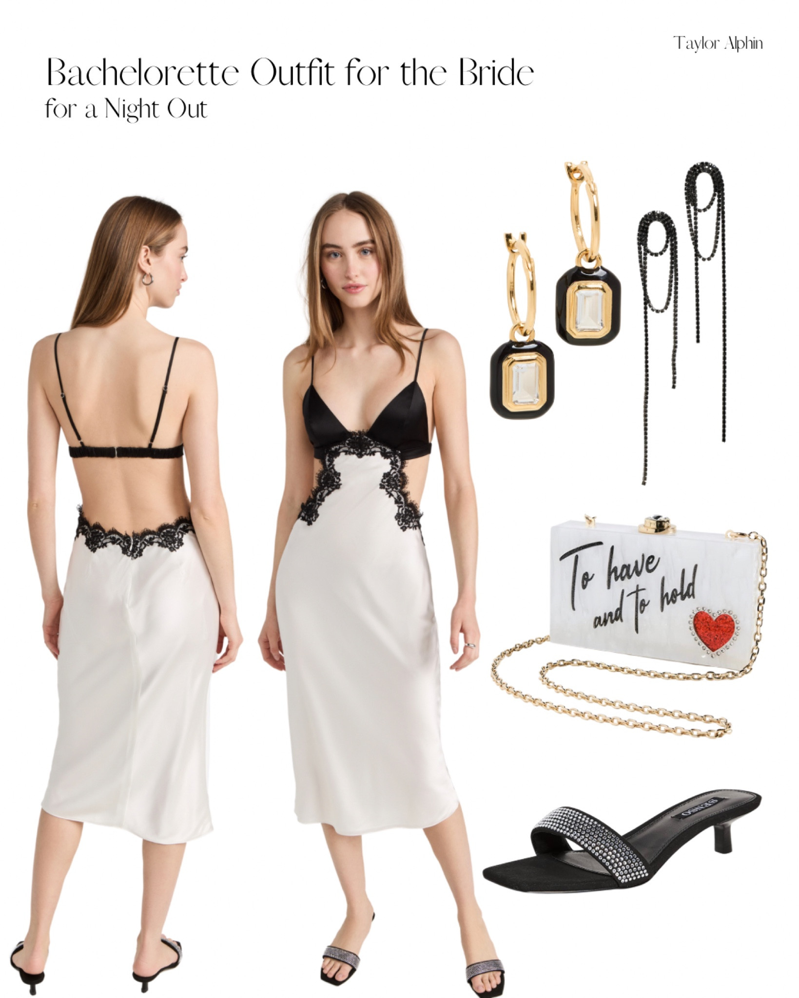 Bachelorette Outfit for the Bride for a night out 🤍

Obsessed with the black lace detailing and the open back!  This would be perfect for a fancy dinner/night out downtown🥂

#Bachelorette #BachParty #Bride #Bridal #BridetoBe #Bach #WhiteDress #WhiteMidiDress #MidiDress #CutOutDress #Clutch #Accessories #BridalOutfit #WeddingSeason #Party #Event 

#LTKstyletip #LTKwedding #LTKFind