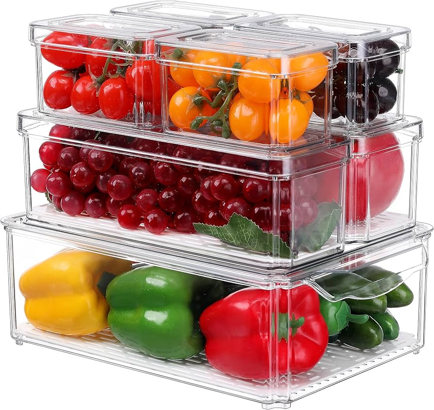 Pure Future 7 Pack Fridge Organizers and Storage, Refrigerator Organizer Bins Stackable with Lids... | Amazon (CA)