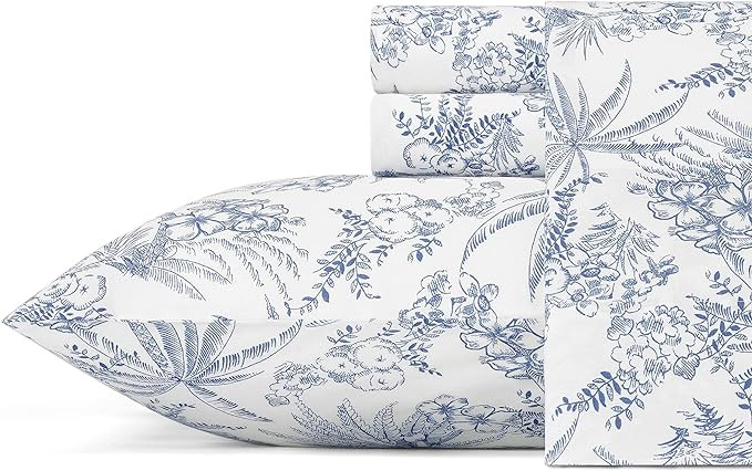 Tommy Bahama - King Sheets, Cotton Percale Bedding Set, Crisp & Cool, Stylish Home Decor (Pen and... | Amazon (US)
