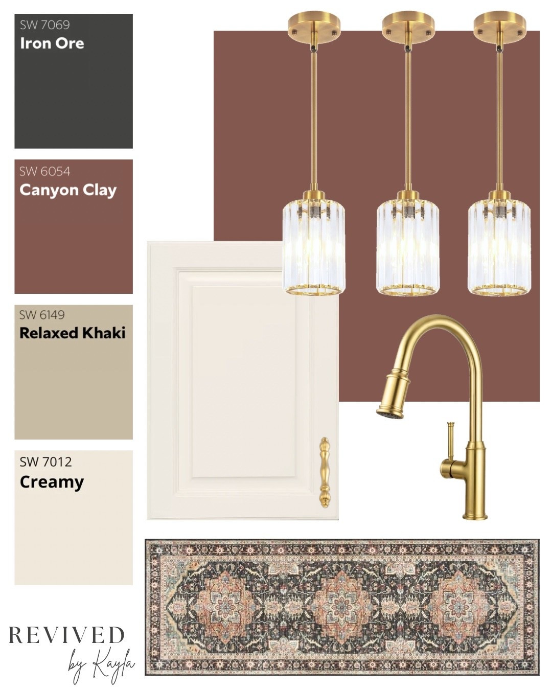 Kitchen design mood board with earth tones and gold accents ✨

#kitchen #kitchendecor #kitchendesign #homedecor #homedesign #interiordesign #modern #moody #cozy #earthtones #home #decor #kitcheninspo #homeinspo #moodboard #paintcolors #sherwinwilliams #wayfair #amazon 

#LTKHome
