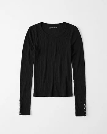 Long-Sleeve Ribbed Tee | Abercrombie & Fitch US & UK