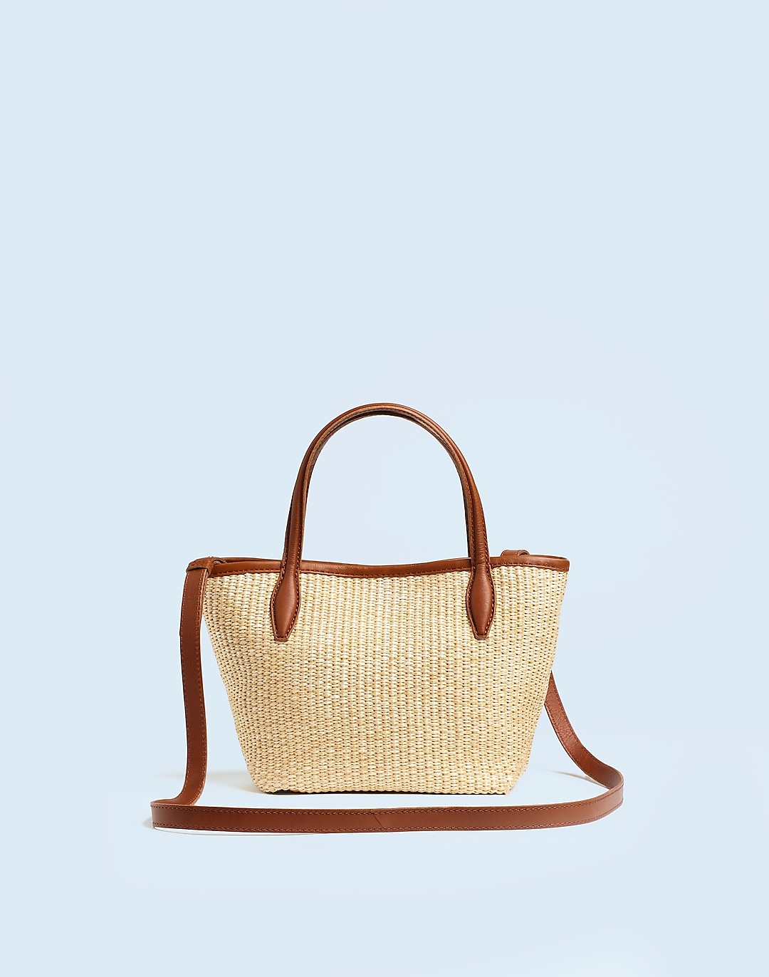 The Mini Shopper Tote in Leather-Trimmed Straw | Madewell