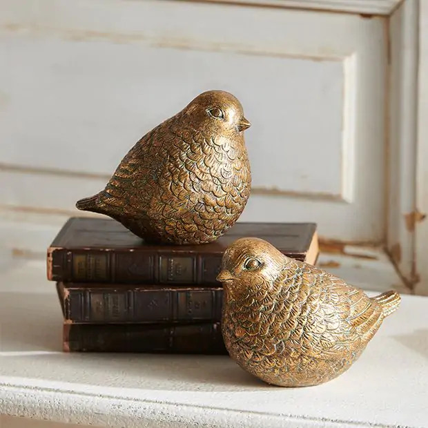 Gold Bird Tabletop Accent Set of 2 | Antique Farm House