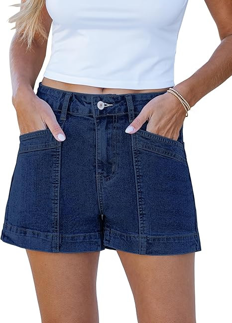 luvamia Jean Shorts for Women High Waisted Stretchy Denim Jorts Trendy Casual Distressed Cut Off ... | Amazon (US)