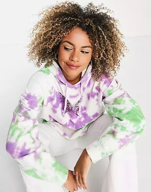 Daisy Street relaxed hoodie in tie dye with butterfly graphic | ASOS (Global)