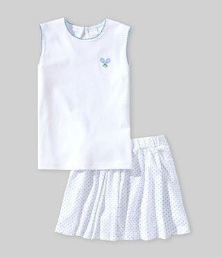 Edgehill Collection Little Girls Embroidered Tennis Racquet Sleeveless Top & Polka-Dot Skirt Set ... | Dillard's