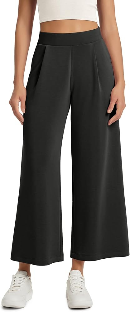 ODODOS Modal Soft Wide Leg Cropped Pants for Women High Waist Casual Relaxed Pants with Pockets-2... | Amazon (US)