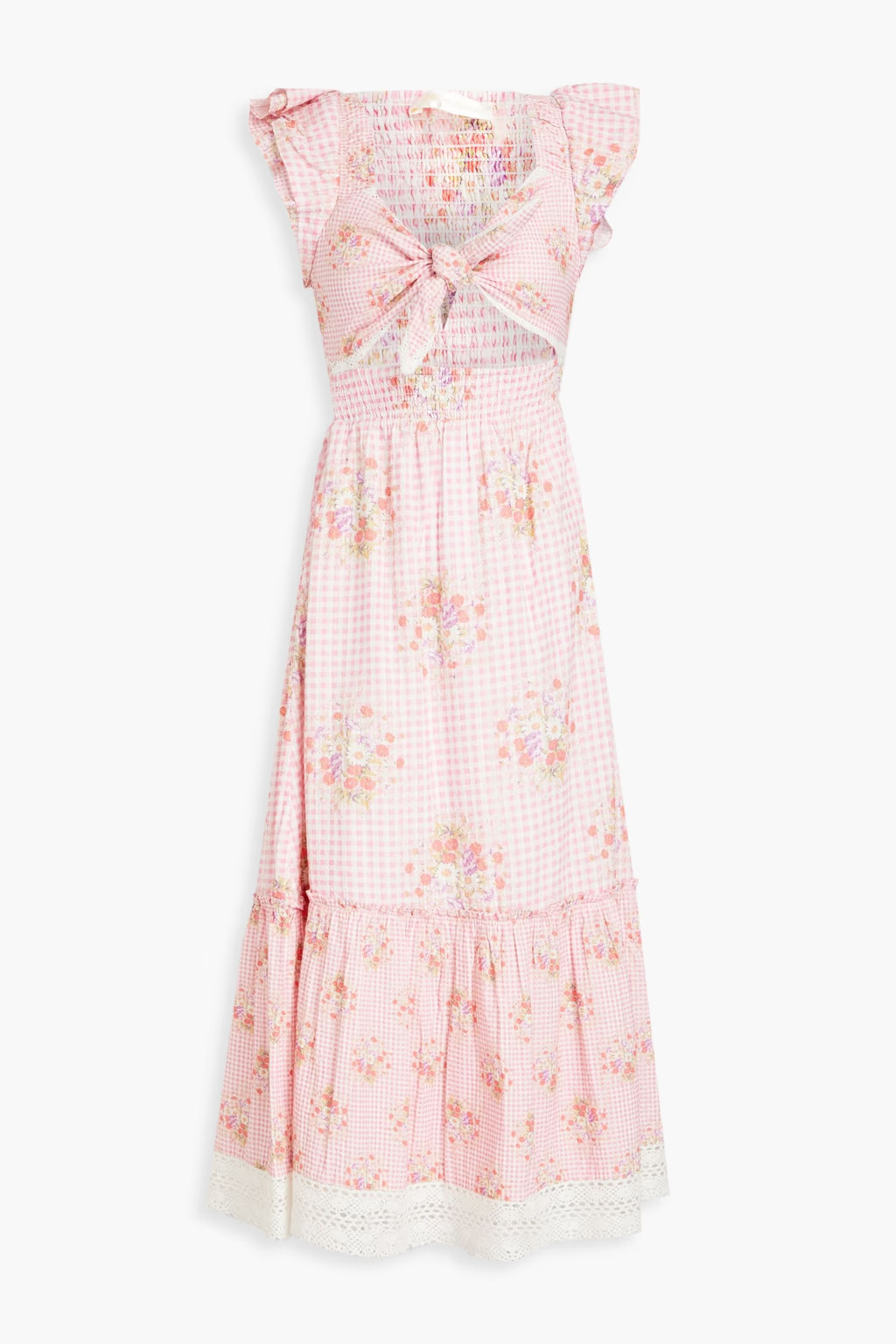 Emeka tie-front printed cotton-seersucker midi dress | The Outnet (UK and Europe)