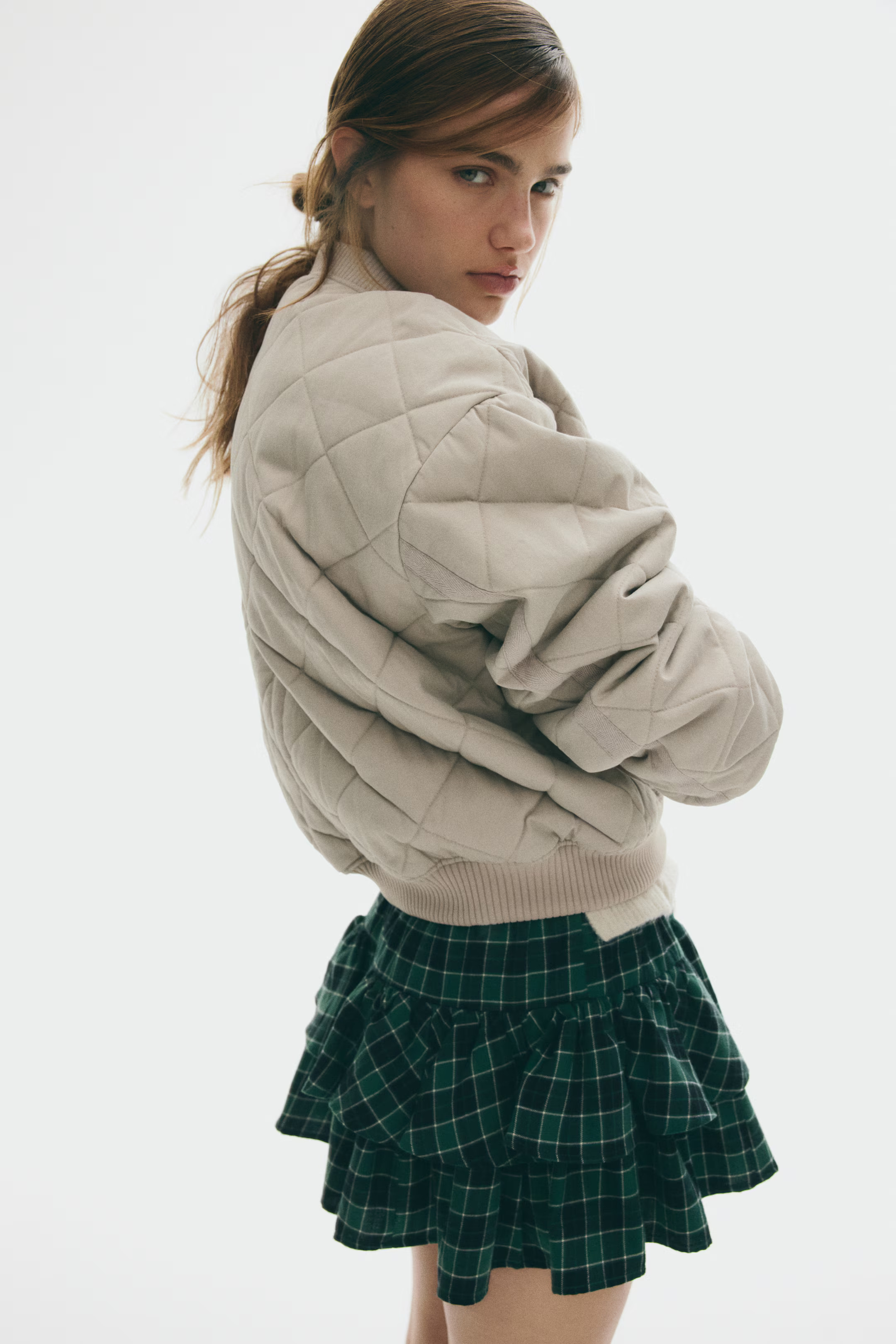 Quilted Bomber Jacket - Beige - Ladies | H&M US | H&M (US + CA)