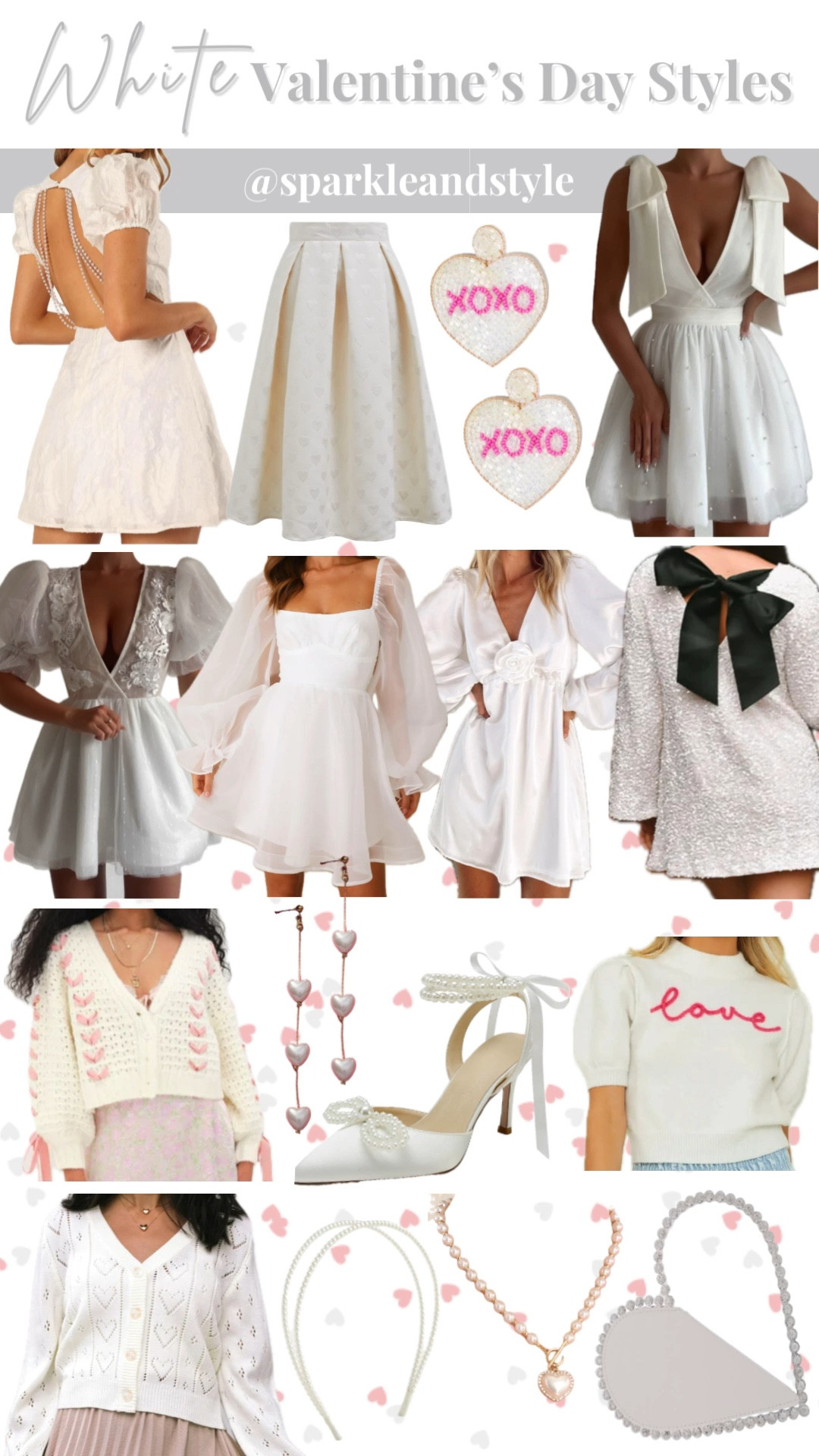 White Valentine’s Day Styles 🤍

Valentine’s Day, Valentine’s Day outfits, vday outfits, vday styles, Valentine’s Day dresses, Valentine’s shoes, Valentine’s Day romper, Valentine’s Day heels, Valentine’s Day jewelry, Valentine’s Day earrings, Valentine’s Day skirts, Valentine’s Day, Valentine’s Day purses, Valentine’s Day sweaters, Valentine’s Day tops, Valentine’s Day accessories, pearl strand detail dress, white heart midi skirt, xoxo pink and white heart beaded earrings, pearl white tie strap dress, white lace puff sleeve dress, white balloon sleeve dress, white rosette satin dress, white sequin black bow shift dress, white and pink bow cardigan sweater, white pearl heart earrings, white pearl bow heels, white and pink love sweater top, white heart sweater, pearl headband, white pearl heart necklace, white heart purse

#LTKfindsunder100 #LTKfindsunder50 #LTKshoecrush