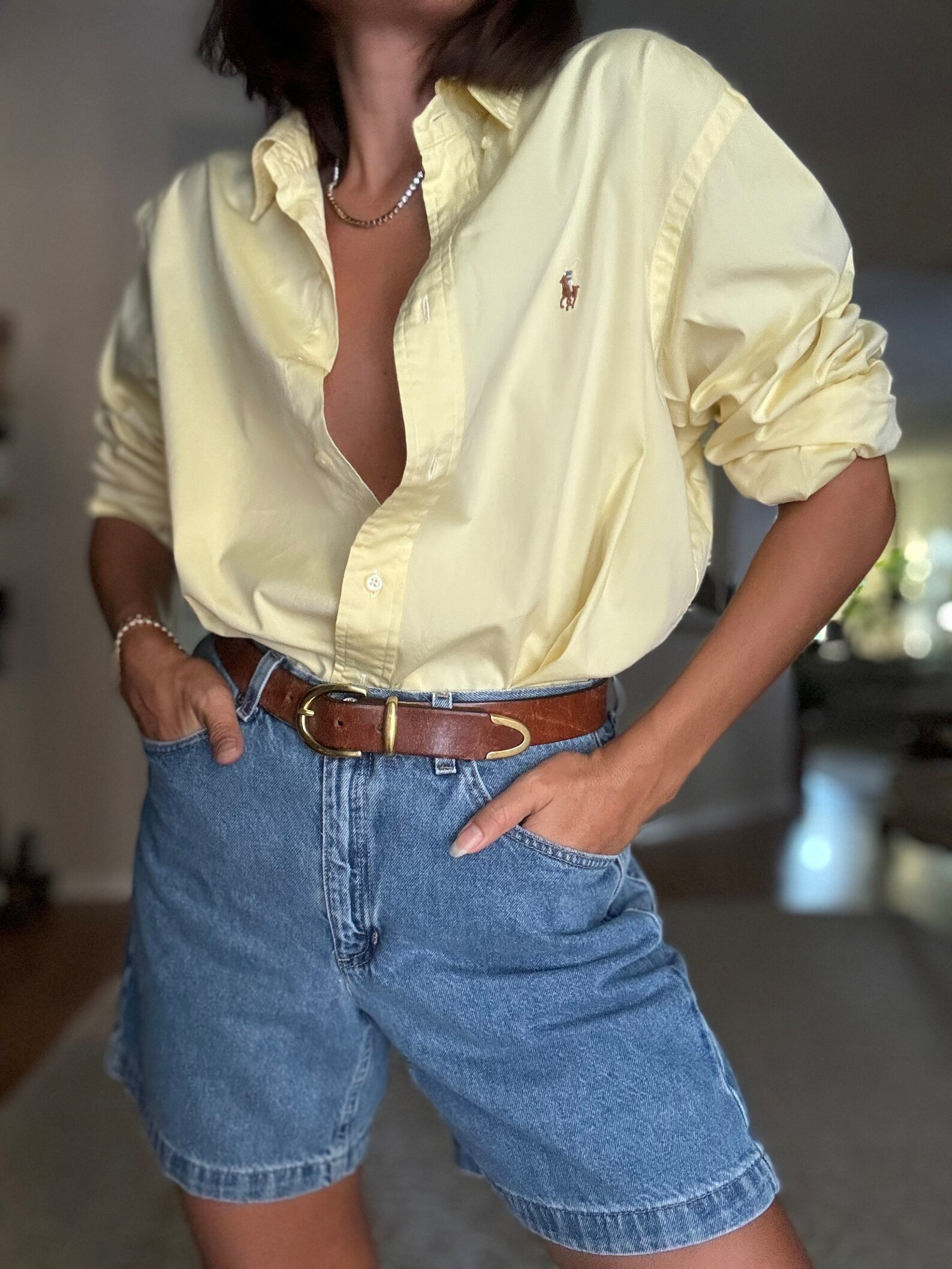 Vintage RALPH LAUREN Yellow Classic Fit Cotton Oxford Button Down Shirt - Etsy | Etsy (US)