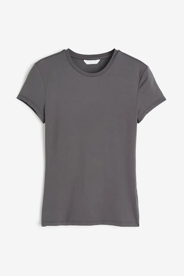 Fitted Microfiber T-shirt - Black - Ladies | H&M US | H&M (US + CA)